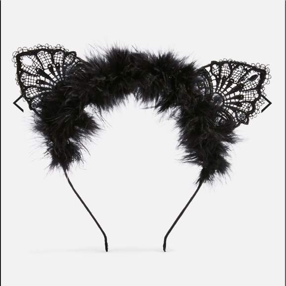 TopShop Gem Lace and Feather Cat Ears - Picture 3 of 3